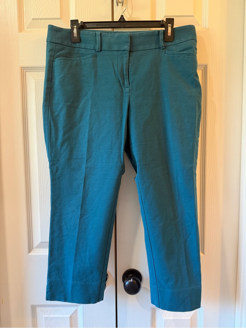 LOFT Teal Cropped Slim Ankle Jeans